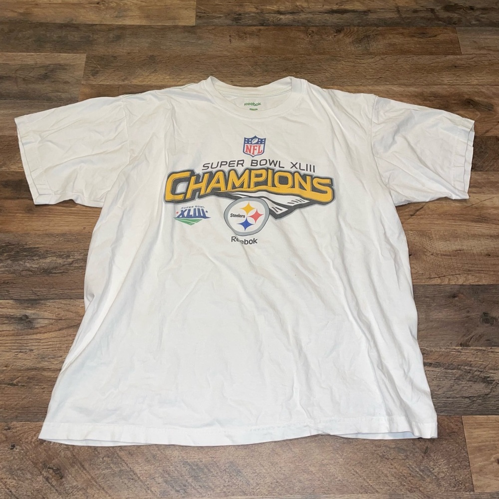 Reebok White Super Bowl XLIII Champions T-Shirt